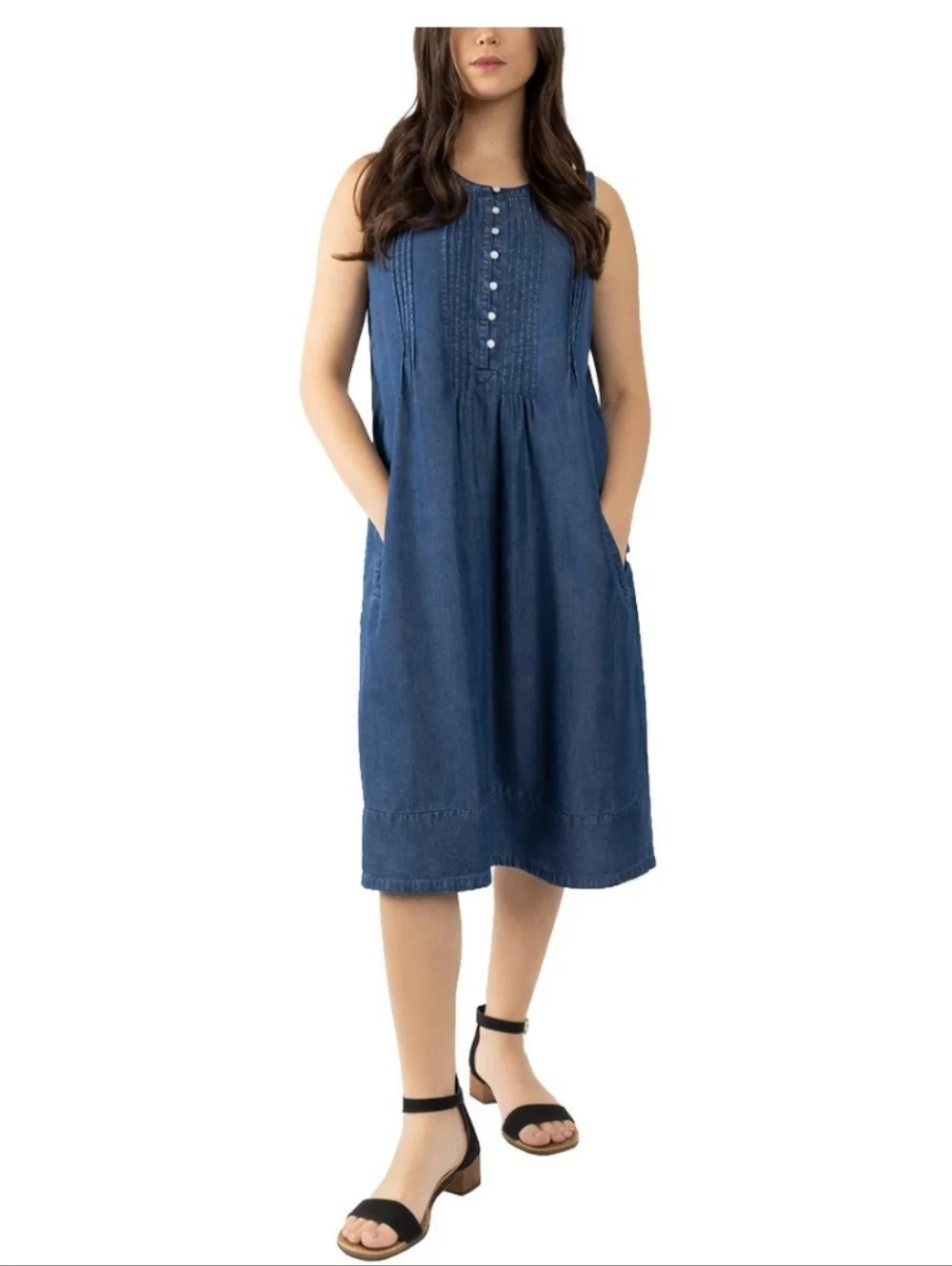 (6) ColdWater Creek Ladies Sleeveless Tencel Midi Dress - Picture 1 of 4